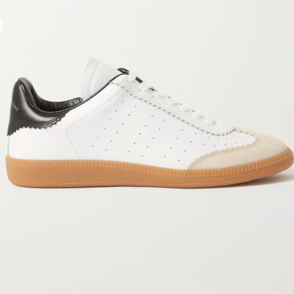 Isabel Marant Shoes - LIKE NEW Isabel Marant Bryce Suede-Trimmed Perforated Leather Sneakers, Size 41